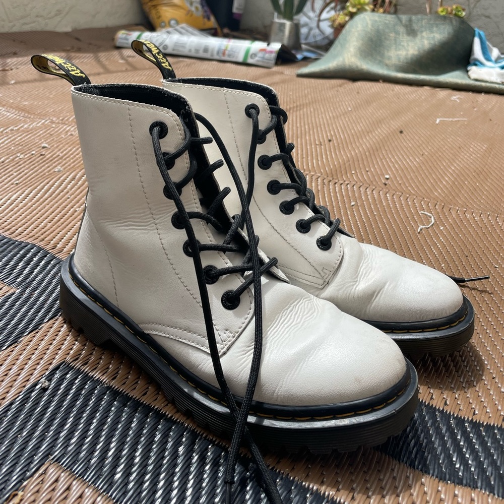 Dr. Martens White Boots 8